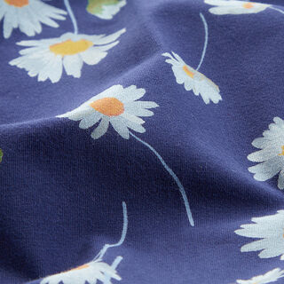 Baumwolljersey Gänseblümchen – marineblau, 