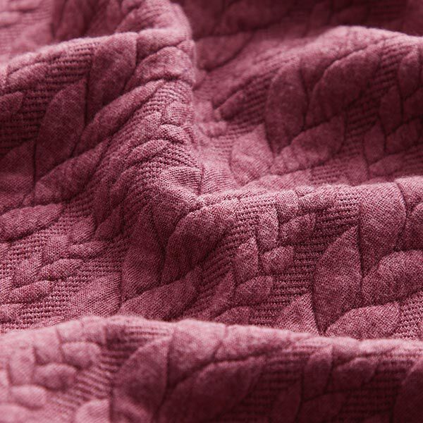 Jerseyjacquard Cloqué Zopfmuster – himbeerrot | Reststück 70cm