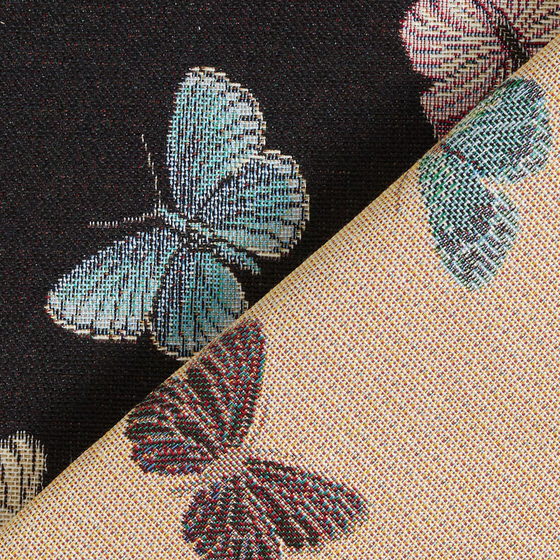 Dekostoff Gobelin Schmetterlingsschwarm – schwarz,  image number 5