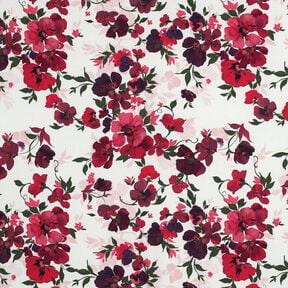 LENZING&trade; ECOVERO&trade; Viskosestoff Blumen &ndash; weiss/rot, 