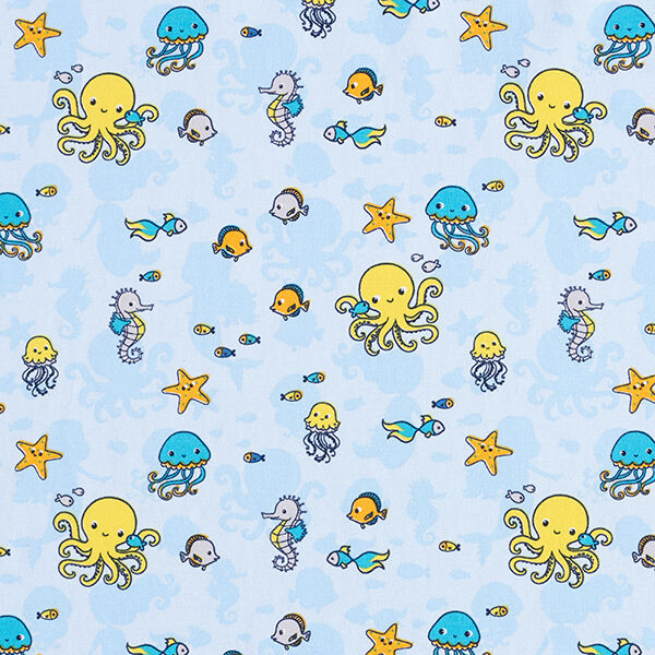 Baumwolljersey Unterwasserwelt – babyblau, image number 1