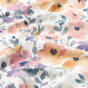 GOTS Baumwolljersey Aquarell Blumenwiese Digitaldruck – elfenbein, 