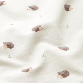 GOTS French Terry Sommersweat kleine Igel Digitaldruck – elfenbein, 