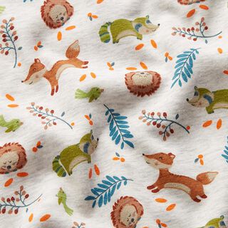 Alpenfleece glückliche Waldtiere Melange – wollweiss, 