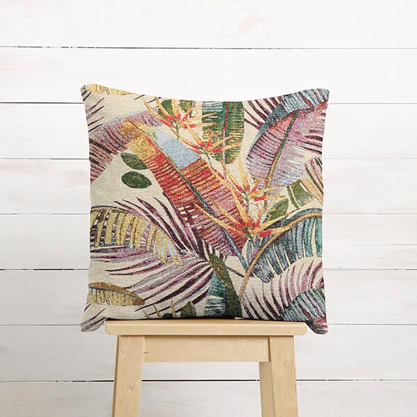Dekostoff Gobelin Palmwedel – hellbeige/oliv