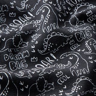 Baumwolljersey Skribbel-Dinos – schwarz/weiss, 