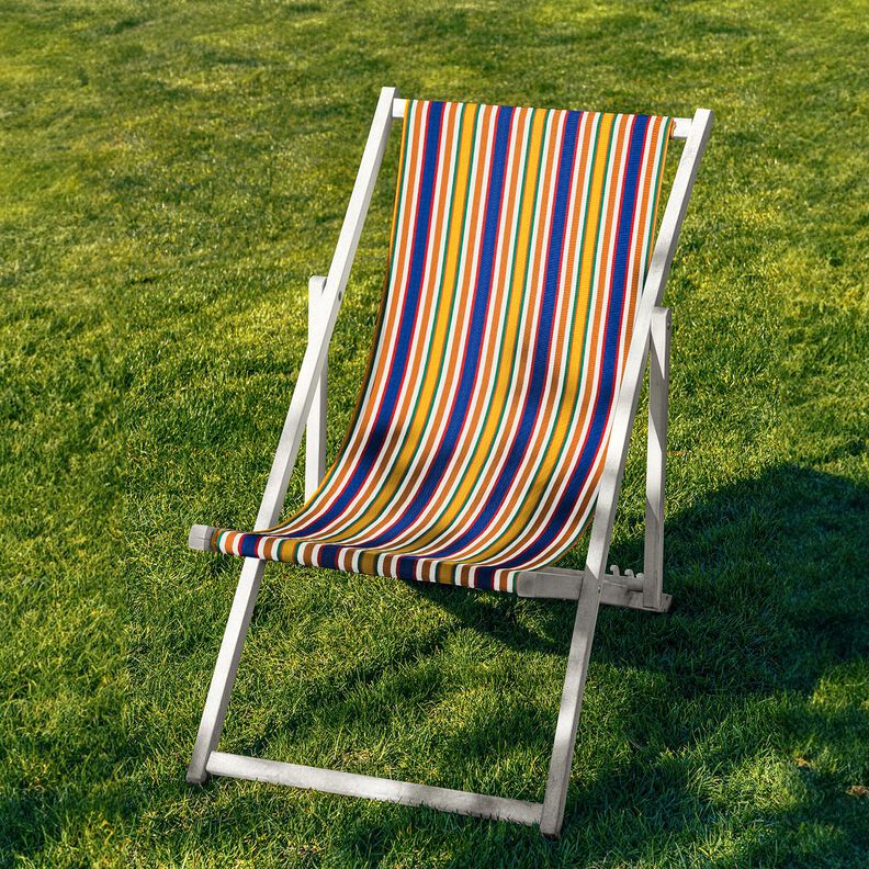Outdoor Liegestuhlstoff Längsstreifen 44 cm – karamell/blau,  image number 4