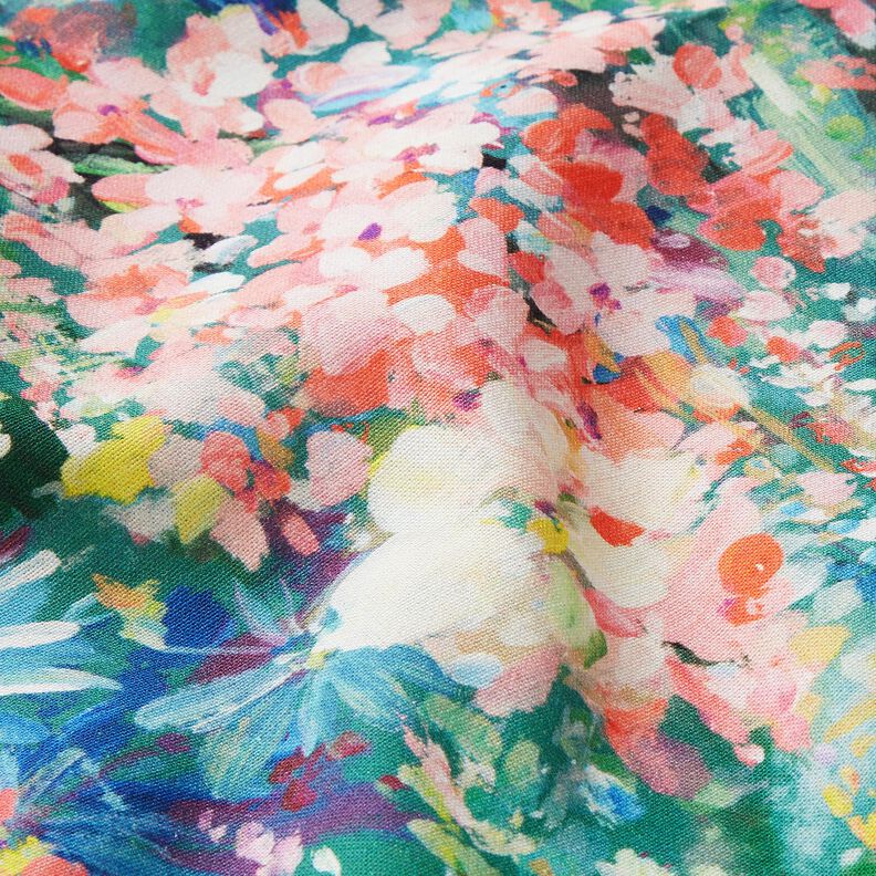 Dekostoff Canvas Blumengemälde – grün/rosa,  image number 3