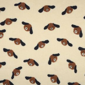 Teddyplüsch Hundeköpfe | Poppy Fabrics – hellbeige/schwarzbraun, 