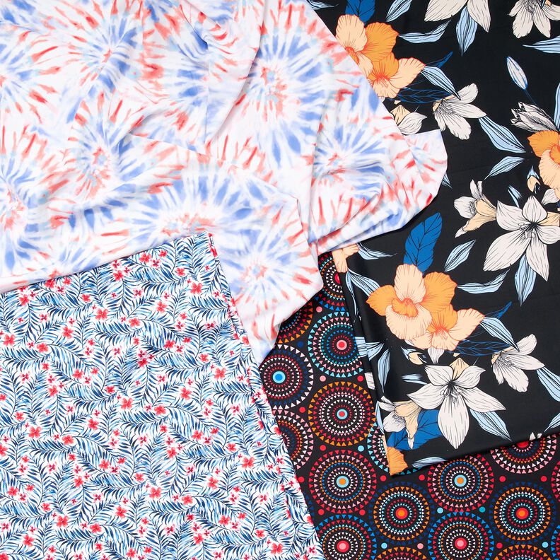 Badeanzugstoff Batik-Mandala – weiss/chili | Reststück 60cm,  image number 5