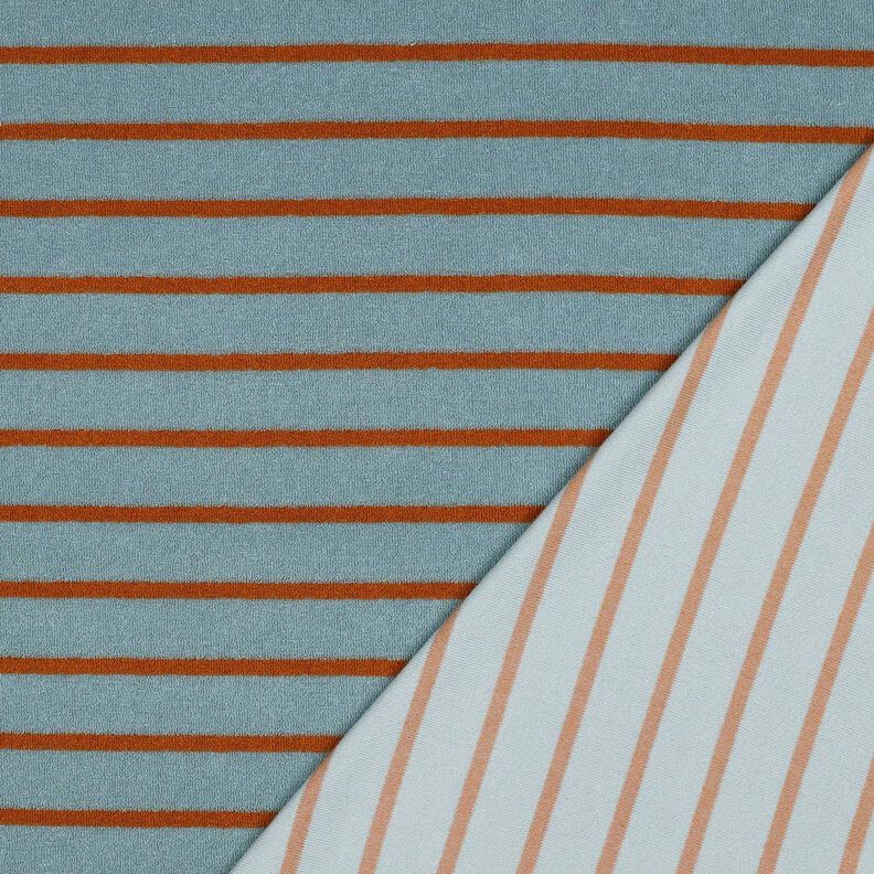 Frotteejersey Streifen | Poppy Fabrics – taubenblau/kupfer,  image number 4