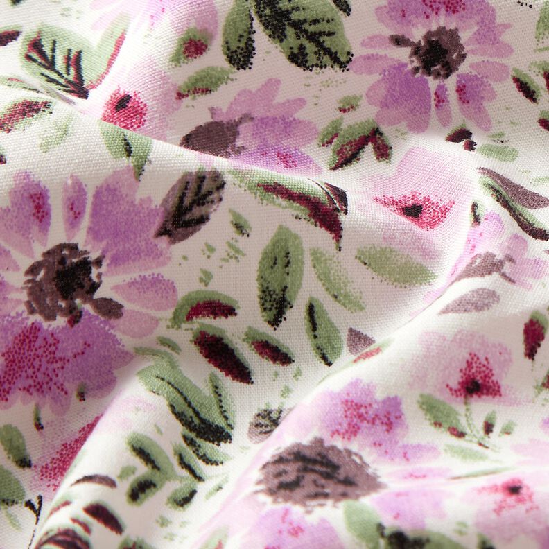 Baumwollpopeline Blumenmeer – pastellviolett/weiss,  image number 2