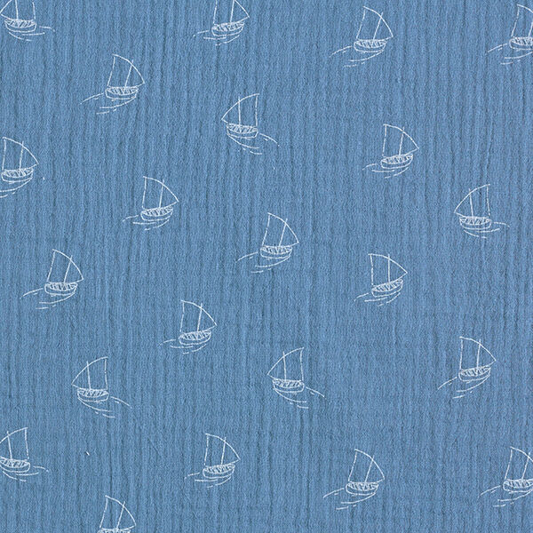 Musselin/ Doppel-Krinkel Gewebe Bötchen – jeansblau, image number 1