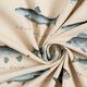 Dekostoff Halbpanama Fische – natur/blau,  thumbnail number 3