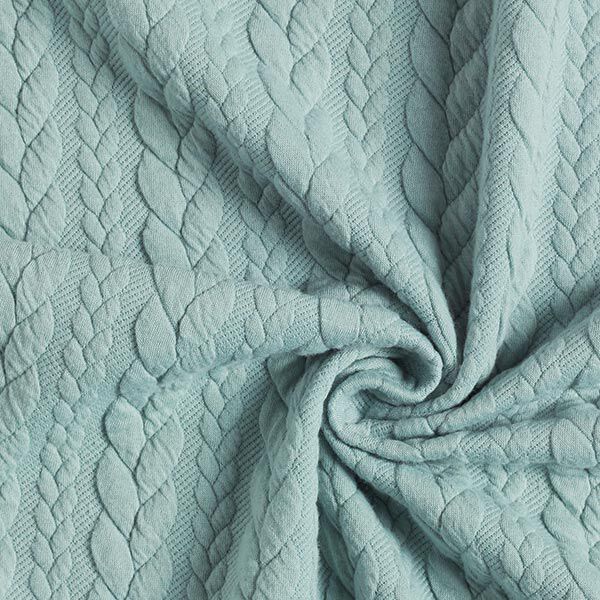 Jerseyjacquard Cloqué Zopfmuster – mint | Reststück 50cm