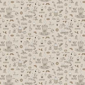 Dekostoff Halbpanama Kaffee Tee & Kuchen – natur, 