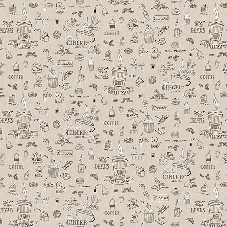 Dekostoff Halbpanama Kaffee Tee & Kuchen – natur,  image number 1
