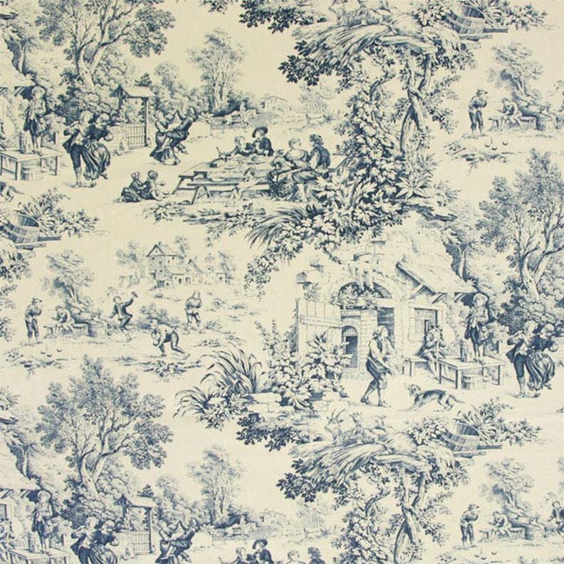 Toile de Jouy – stahlblau,  image number 1