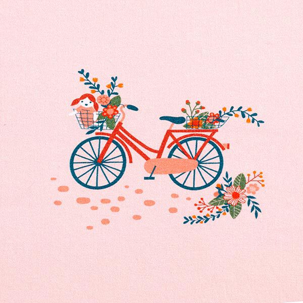 Baumwolljersey Panel Fahrrad-Ausflug | PETIT CITRON – rosé/petrol