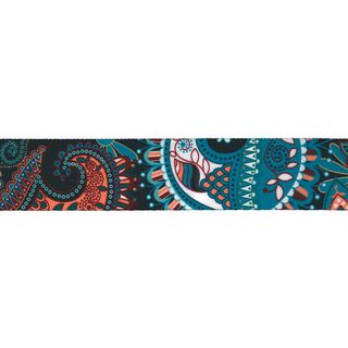 Gurtband Floral [ Breite: 40 mm ] – türkisblau/marineblau, 