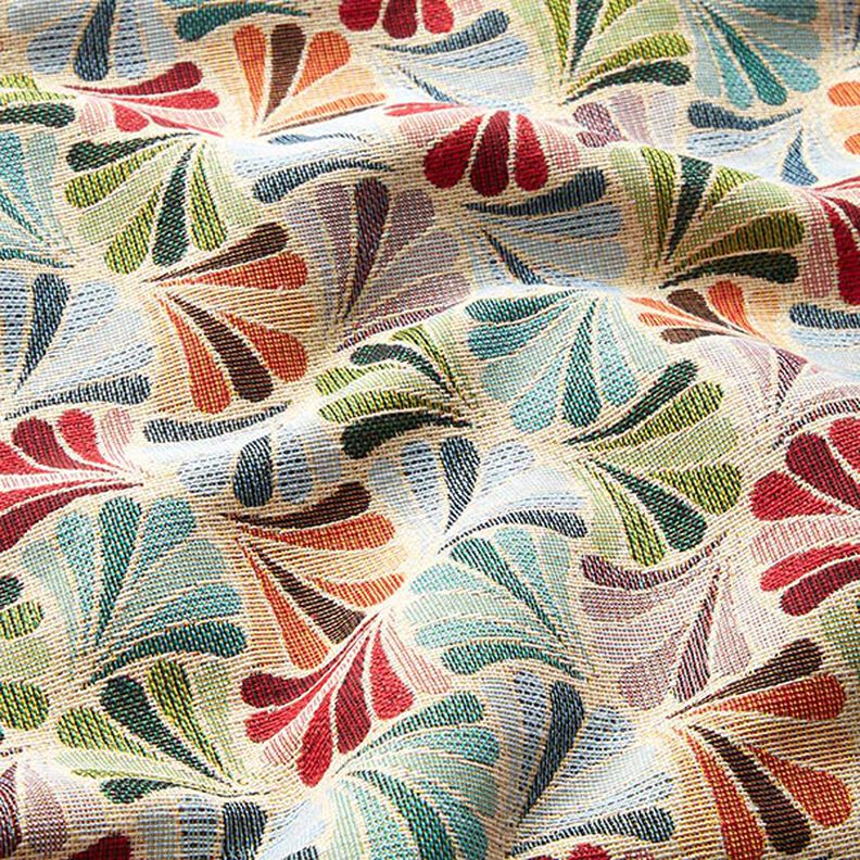 Dekostoff Gobelin bunte Fächer – hellbeige/blau, image number 2