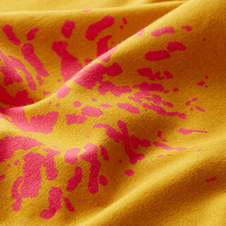 GOTS Baumwolljersey Holunderblüte | Tula – currygelb/intensiv pink, 