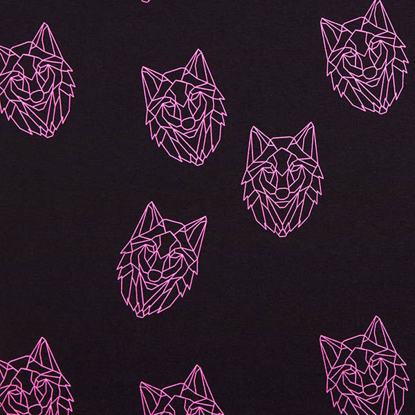 Alpenfleece Origami-Wolf  – schwarz/neonpink