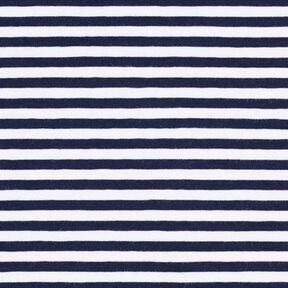 Baumwolljersey schmale Streifen – marineblau/weiss, 