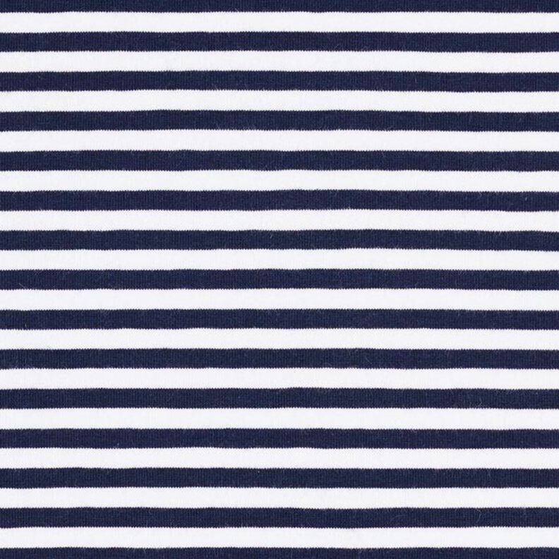 Baumwolljersey schmale Streifen – marineblau/weiss,  image number 1