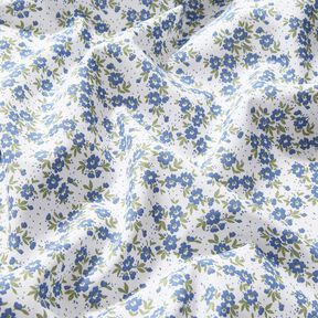 Baumwollpopeline Blümchenmeer – jeansblau/weiss, 