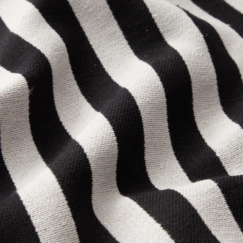 Dekostoff Jacquard breite Streifen – elfenbein/schwarz,  image number 2
