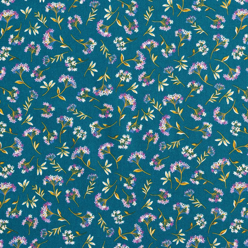 Baumwollstoff Cretonne zarte Blüten – ozeanblau, image number 1