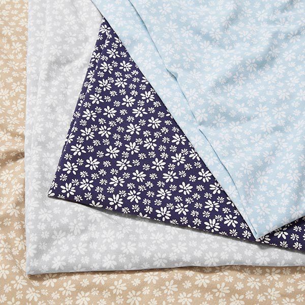 Baumwolljersey kleine Margeriten – marineblau