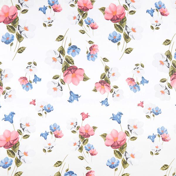 Seiden-Viskose-Satin Blumen und Blätter – weiss, image number 1
