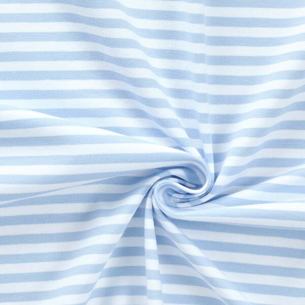 Baumwolljersey schmale Streifen – babyblau/weiss | Reststück 50cm