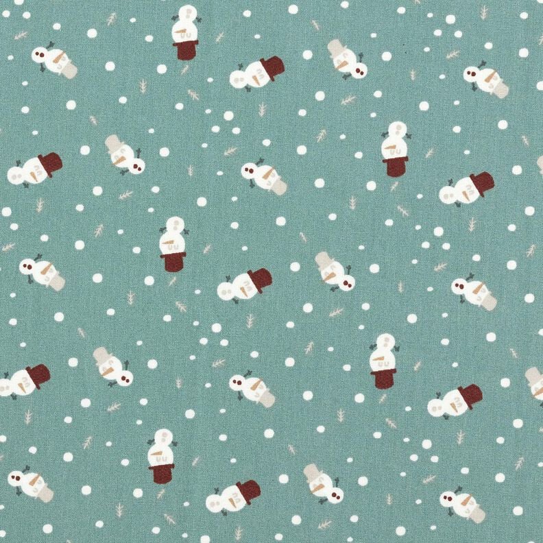 Baumwollstoff Popeline süße Schneemänner – schilf,  image number 1