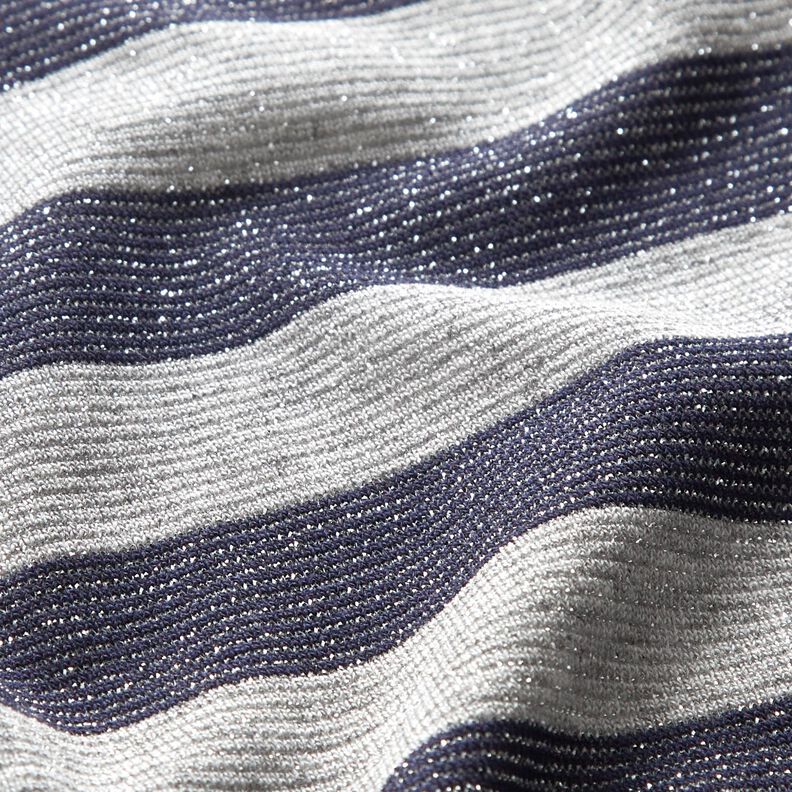 Jersey Glitzer Querstreifen – hellgrau/marineblau,  image number 3