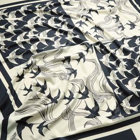 Satin-Panel Schwalben | Katia Fabrics – anthrazit/creme, 