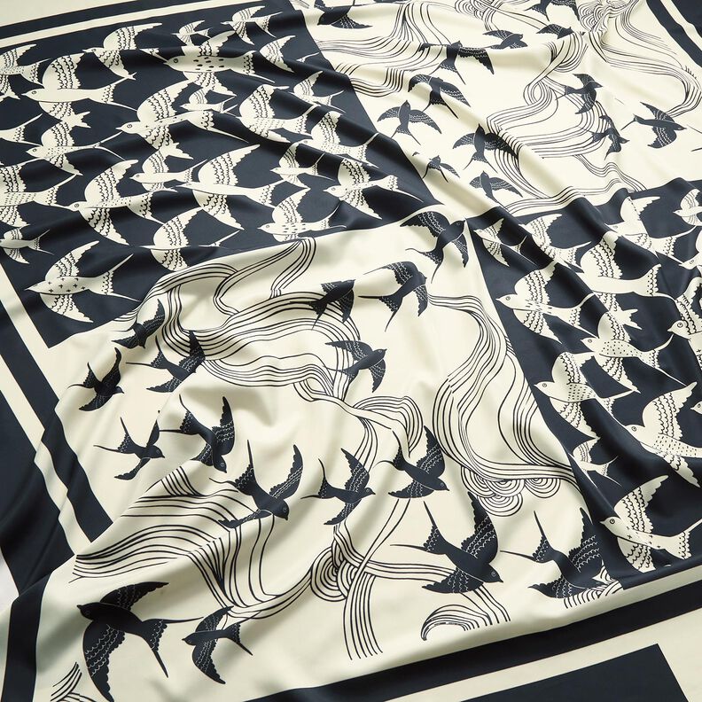 Satin-Panel Schwalben | Katia Fabrics – anthrazit/creme,  image number 2