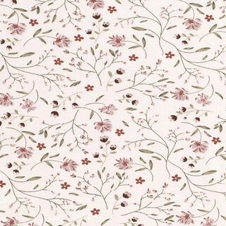 Baumwolljersey Blumenranken – wollweiss, 