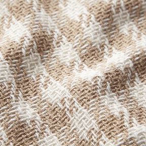 Mantelstoff Baumwolle Karo – weiss/dunkelbeige, 