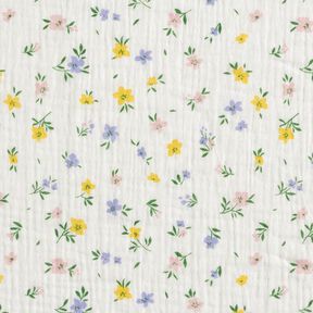Musselin/ Doppel-Krinkel Gewebe kleine Blümchen | Poppy Fabrics – elfenbein, 