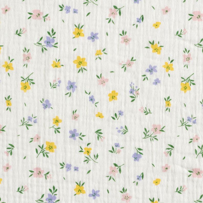 Musselin/ Doppel-Krinkel Gewebe kleine Blümchen | Poppy Fabrics – elfenbein,  image number 1
