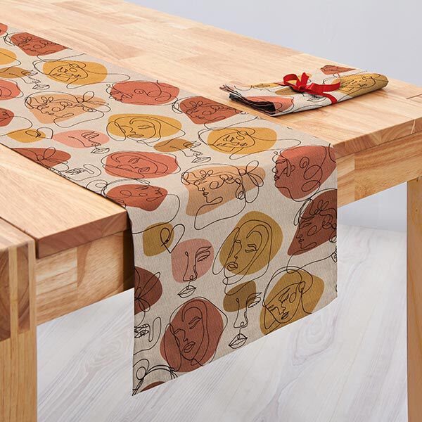 Dekostoff Jacquard Retro Formen recycelt – dunkelaltrosa/natur, image number 7