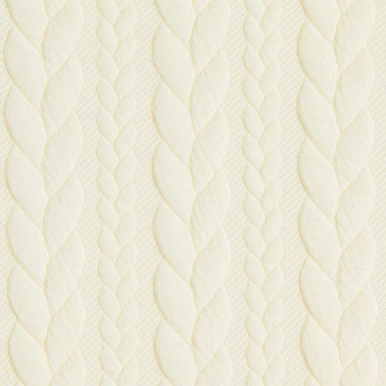 Jerseyjacquard Cloqué Zopfmuster – weiss,  image number 1
