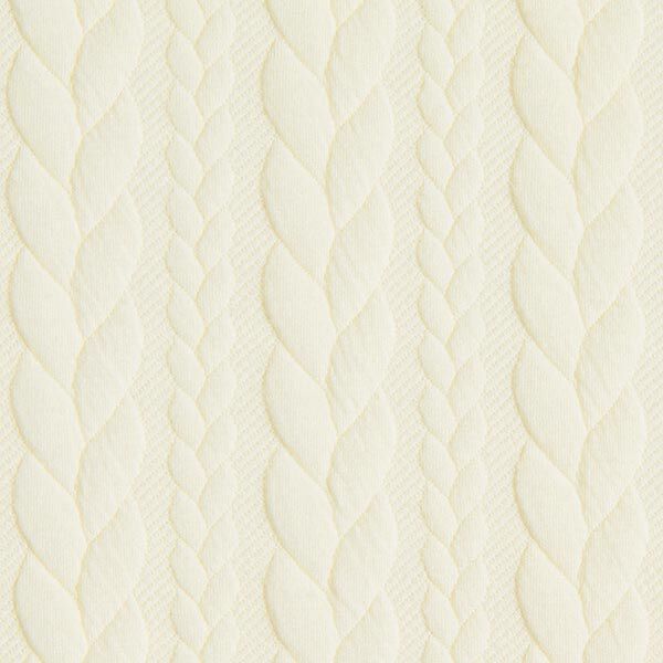 Jerseyjacquard Cloqué Zopfmuster – weiss | Reststück 50cm