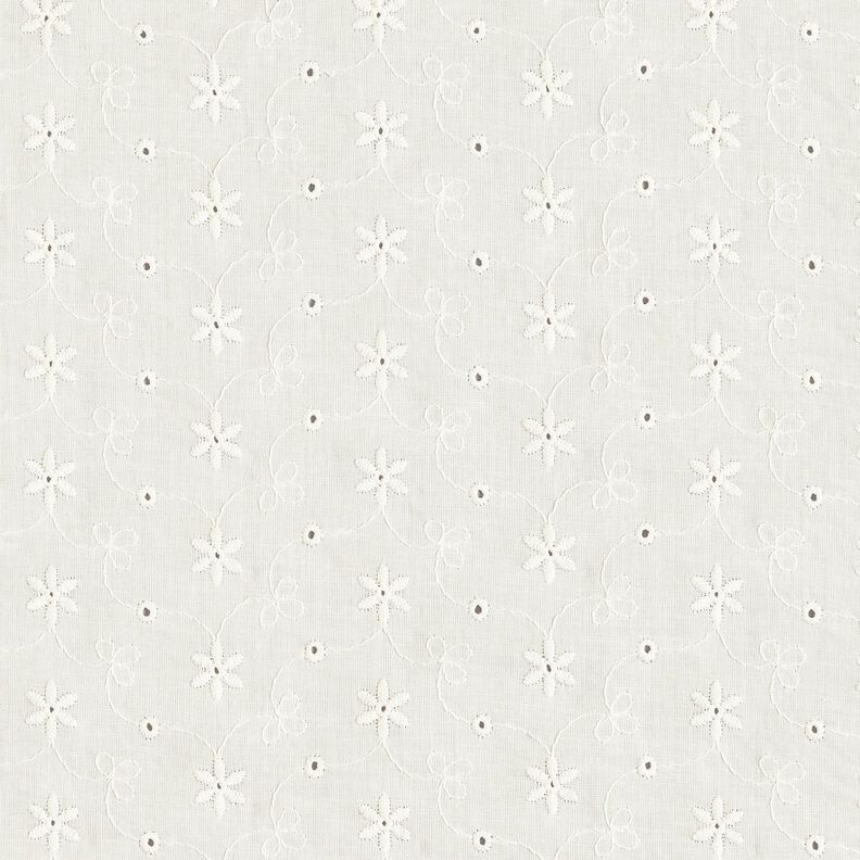 Baumwollbatist Lochstickerei Blumenranken – wollweiss,  image number 1