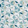 Viskosestoff geometrisches Blumenmuster – weiss/aquablau | Reststück 80cm,  thumbnail number 1