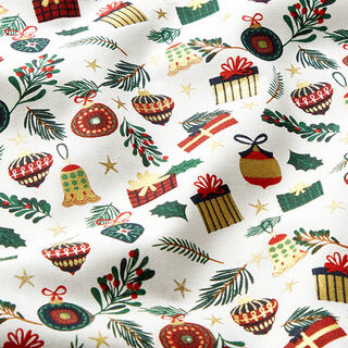 Baumwollstoff Popeline Geschenke – wollweiss/gold, 