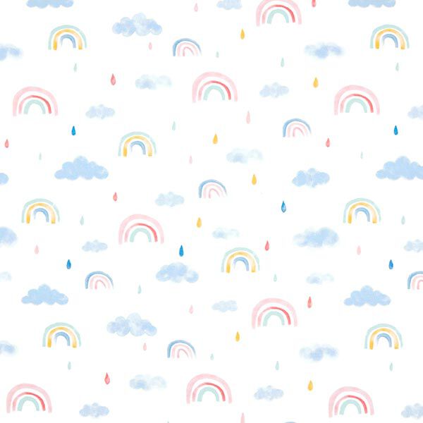GOTS Baumwolljersey Aquarell Regenbogenwelt | Tula – weiss, image number 1